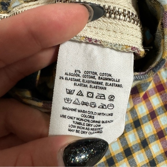 Free People Ella Kick Skinny Plaid Pull On Pants - Picture 6 of 7